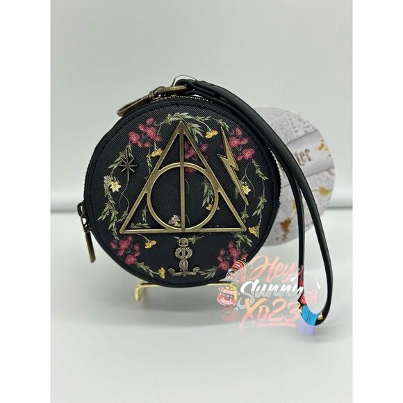 Harry Potter Deathly Hallows Floral Coin Purse - Picture 1 of 4